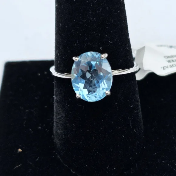 Natural Sky Blue Topaz 4.80 Carat Sterling Silver Ring Size 10 New! - Picture 5 of 7